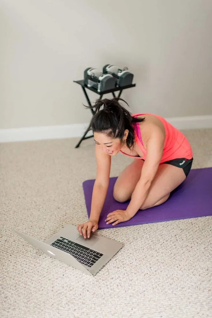 Person following audio workout cues